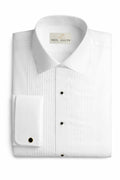 MENS SLIM FIT1/4 PLEATED POINT COLLAR W/ FRENCH CUFFS