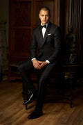 Asti 1 Button Shawl Tuxedo Coat with Grosgrain Lapel #M4331C-100